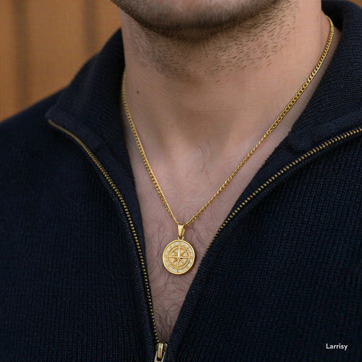 Men's Personalised North Star Pendant Necklace — Gold & Silver Stainless Steel