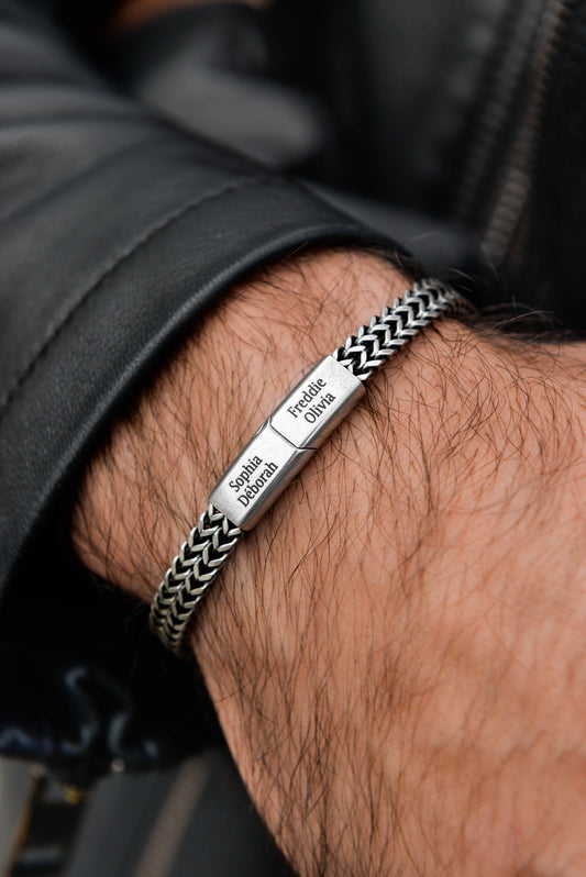 Solid Curb Bracelet, Silver Chain, Father's Day Gift