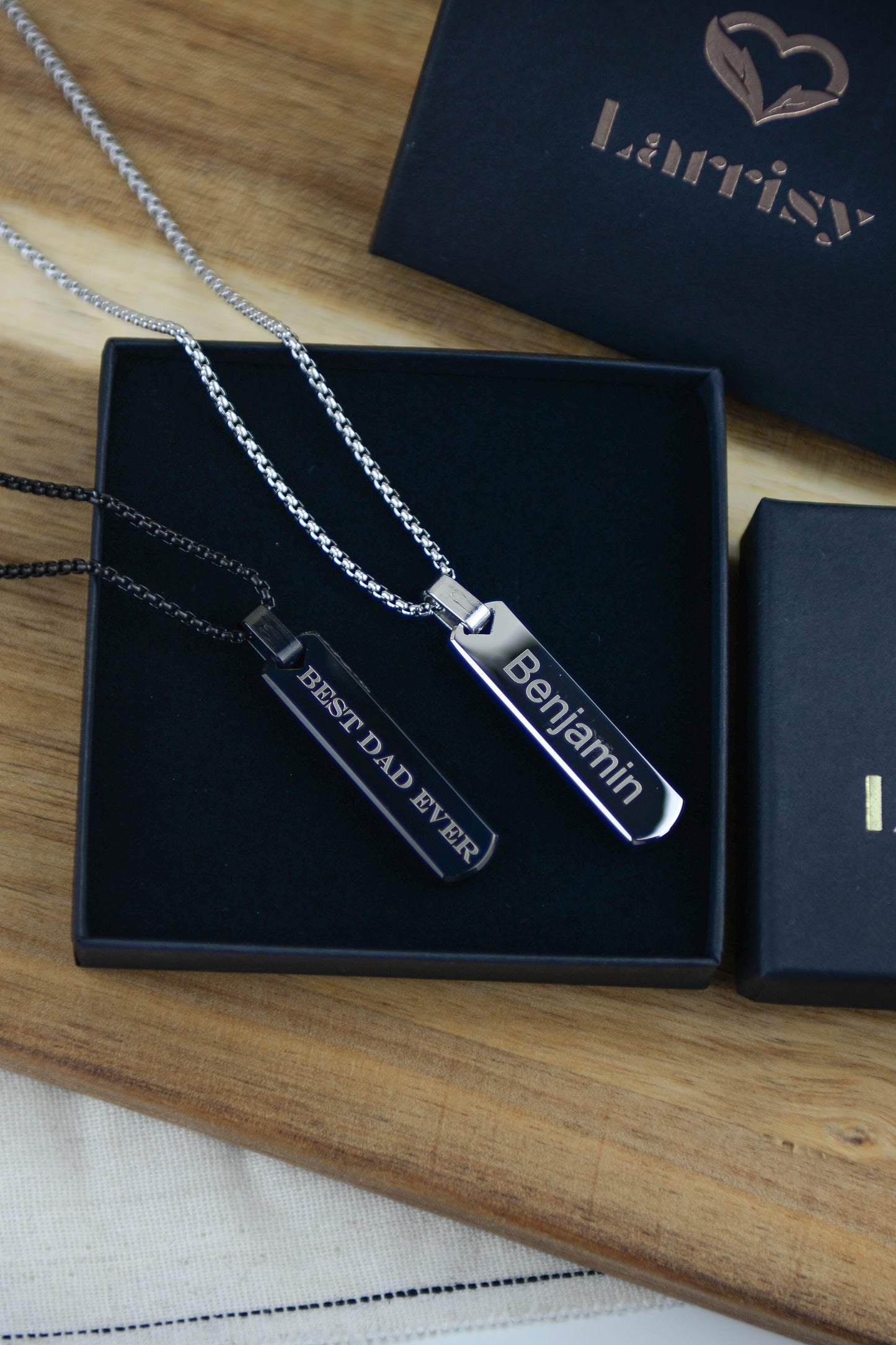 Engraved Necklace for Men, Custom Fathers Gift