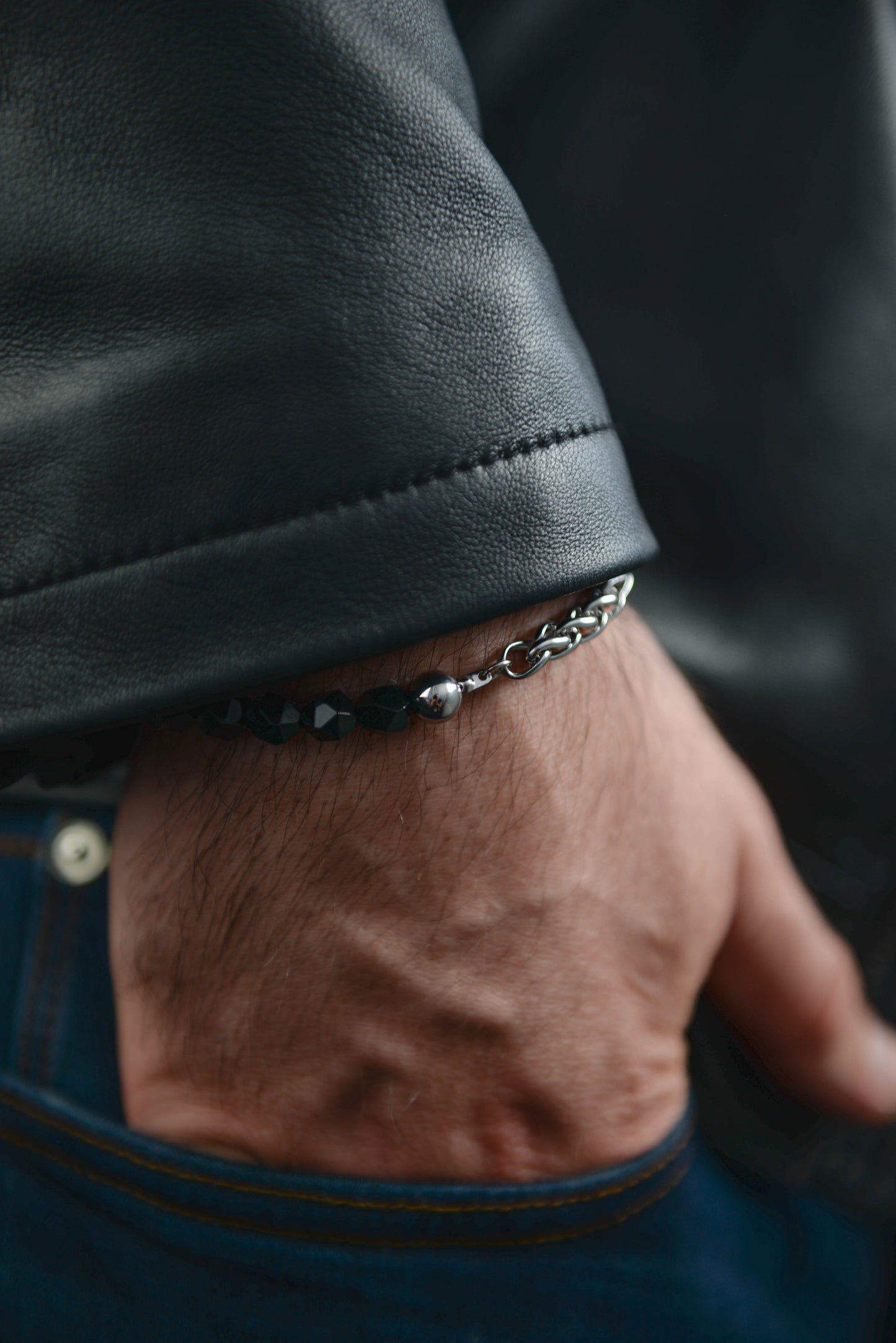 Box Chain Bracelet for Men, Silver Men Bracelet