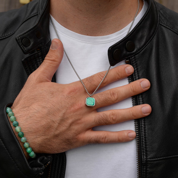 Men's Turquoise Stone Pendant Necklace
