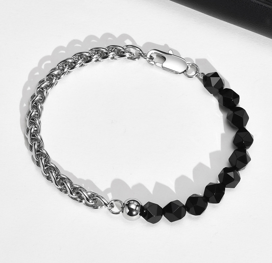 Box Chain Bracelet for Men, Silver Men Bracelet