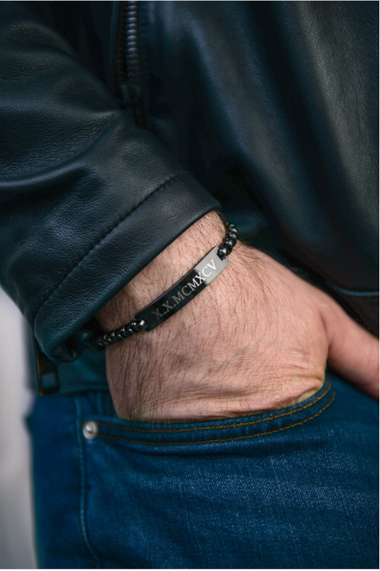 Custom Engraved Name Bracelet for Him