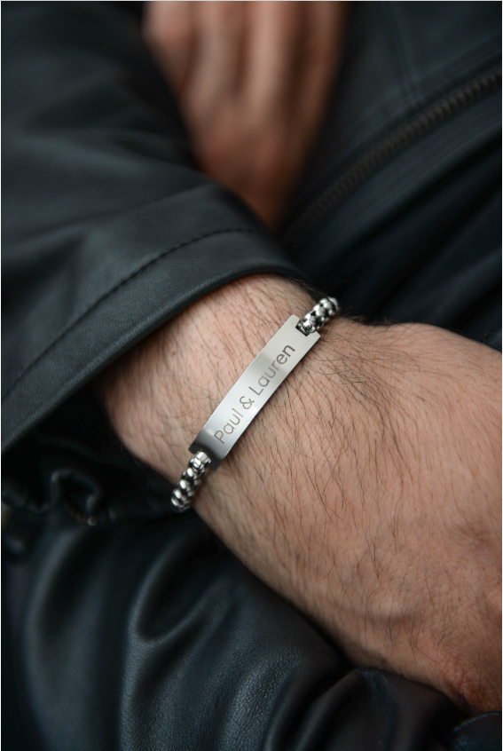 Custom Engraved Name Bracelet for Him
