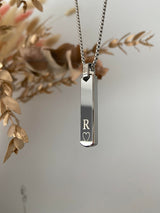 Men's personalised engraved bar necklace Father's Day gift lifestyle shot