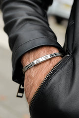 Men's solid silver curb chain bracelet stainless steel Father's Day gift