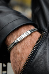 Men's solid silver curb chain bracelet stainless steel Father's Day gift
