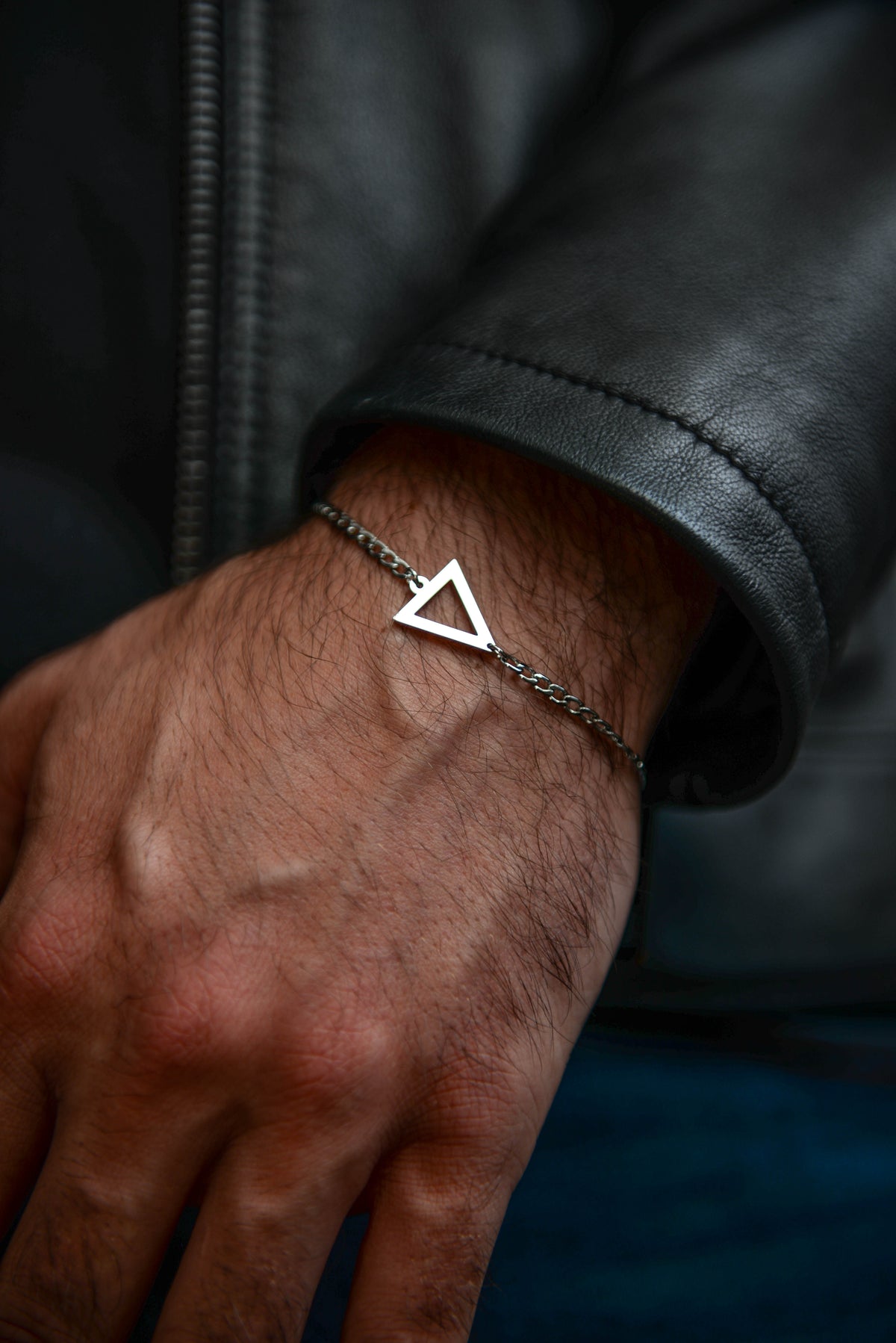 Men's Triangle Bracelet — Silver, Gold & Black Stainless Steel